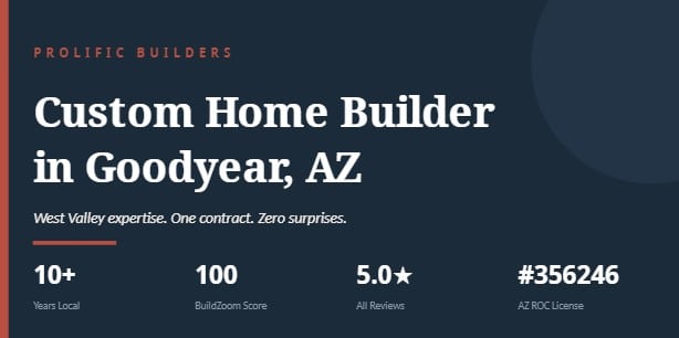 custom home builder goodyear az